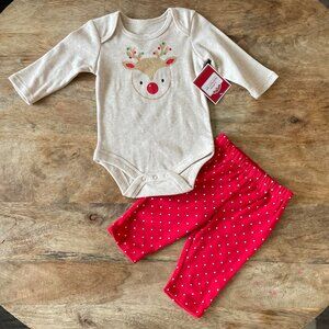 5/$20 NEW 2Pc 0-3M Girls Reindeer Christmas Outfit